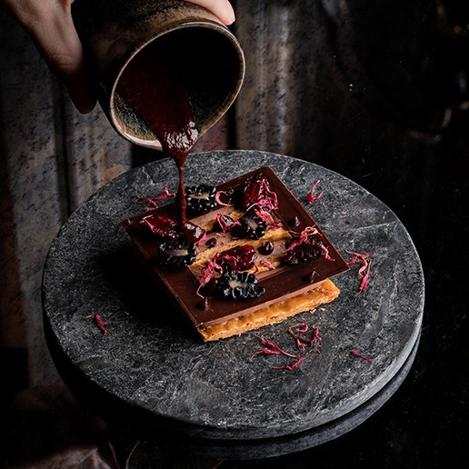 Delicious dessert to celebrate a hen party at Dans le Noir ? restaurant