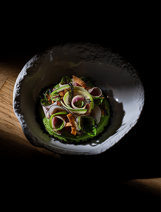 Refined dish served at Dans le Noir ? restaurant