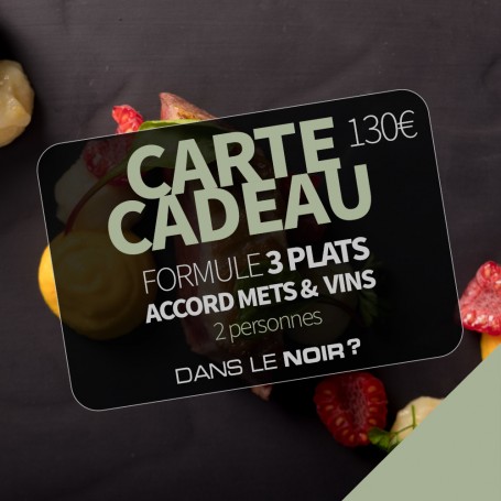 CARTE CADEAU DUO - FORMULE 3 PLATS ACCORD METS ET VINS